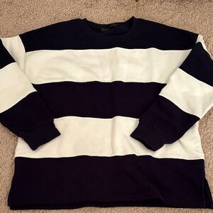 Striped Navy and White Crew Neck Sweatshirt